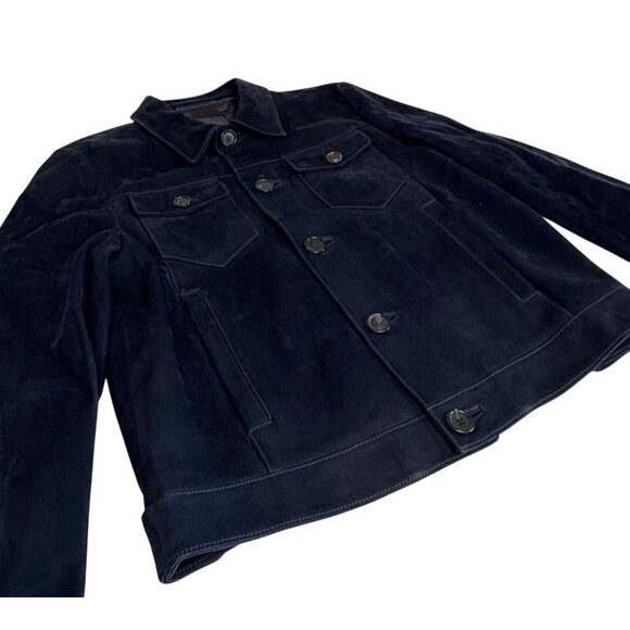 PRADA Milano Men's Buckskin Suede Multi-Pocket Shirt Jacket in Navy - Picture 8 of 10